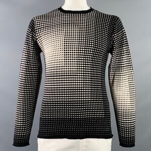 ARMANI COLLEZIONI L Black White Geometric Dots Silk Blend Crew Neck Pullover